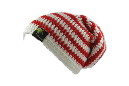 kallimari beanie in red and white striped